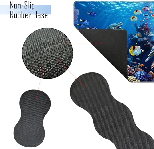 TGFEWYTJYJ Extended Gaming Mouse Pad,Memory Foam Ergonomic Keyboard Mouse Wrist Rest Support Set,Large Desk Mat with Stitched Edges,Non-Slip Base Mousepad Home Office,Sea Turtle Under Water - Image 3