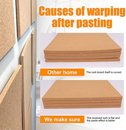 Cork Board Tiles 12"x12" - 1/2" Thick - 8 Pack Cork Tiles - Bulletin Board - Mini Wall (8pack) (8pack 30.5 * 30.5 * 1.2) - Image 2