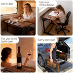 Extra Wide C-Shaped Folding TV Tray Table – Portable Laptop Desk with Cup Holder & Device Slots, No Assembly Rustic Wood Couch End Table for Bed, Sofa or Working - Image 5
