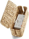 TIDITA 15" L Wicker Cable Management Box with Lid, Natural Water Hyacinth by TIDITA