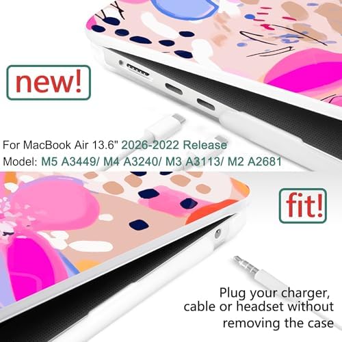 DONGKE for MacBook Air 13 Inch Case M5 2026 M4 2025 M3 M2 2024-2022 A3449 A3240 A3113 A2681, Plastic Hard Shell & Keyboard Cover & Screen Film for MacBook Air 13.6 Inch Case - Floral Artistic - Image 2