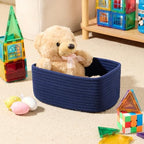 MiniArk Small Storage Baskets for Organizing | Closet Organizer Bins | Shelf Toy Basket | Woven Rope Baskets | Cube Decorative Box | Shallow Basket | 11.5x7.5x4.7” | 4 Packs Navy Blue - Image 4