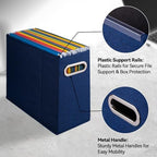 4 Packs Letter Size File Organizer, File Folders Organizer, Fabric Storage Box, Collapsible Paper Organizer with Metal Handle, Smooth PVC Rails, Only Box (Blue) - Image 4