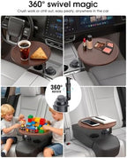 Car Tray Table & Car Laptop Desk with 360° Rotation & Phone Holder - Wooden Cup Holder Table, Car Laptop Mount & Food Tray Compatible with Tesla Model Y/3/S and Most Vehicles Walnut - Image 6