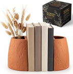Bookends for Shelves, Set of 2 Terracotta Decorative Book Ends by DWATANHOME