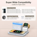 ANJANK Wireless Charging Station with Alarm Clock & Night Light,Magnetic 5 in 1 Charger Stand for Multiple-Device,Charging Dock for iPhone 17 16 15 14 13 12 Pro Max Plus,Apple Watch,Airpods,Nightstand - Image 3