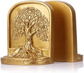 Gold Tree of Life Bookends Set, 2 Decorative Bookends for Shelves or Bookcase, Non-Skid Heavy Bookends for Desktop Shelf Decor, Library Office Decor, Home Décor Gift (Gold) by QIANLING