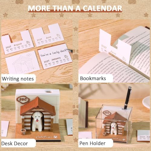3D Calendar 2027 with Light Tear Away Timepiece Calendar for Desktop Decor - Image 2