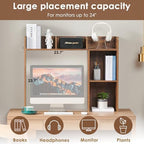 Nromant Desktop Bookshelf, Wooden Desk Storage Hutch with 4 Shelves, 3-Tier Desktop Display Organizer Rack for Office Home (Brown, 5 Shelves A) - Image 4