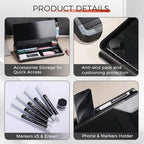 TOWON Compact Glass Desktop Whiteboard with Storage 12x7 in, Black - Image 3