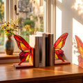 Mifoci Glass Butterfly Bookends Decor Stained Colorful Glass Book Ends by Mifoci