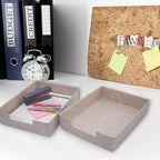 Welaxy 2pc Stackable Desk Tray Document File Paper Oatmeal Felt Storage Bin - Image 3