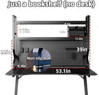 Desktop Hutch Bookshelf,Many Gifts,Metal Desktop Bookcase with pegboard, Desk Shelf, Countertop Storage Organizer Rack for Dorm or Office,Desktop Shelves (Black, 53.1" Lx9.9 Wx39 H) - Image 2