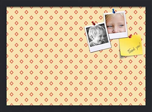 PinPix 21x15 inch Cork Bulletin Board. This Decorative Framed Pin Board Comes with Diamonds in Red and Yellow Design and Satin Black. Ideal for Home, Office Decor or School (PinPix-333) by PinPixBulletinBoards