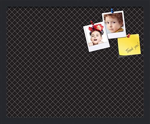 PinPix 21x17 inch Cork Bulletin Board. This Decorative Framed Pin Board Comes with Diamond Pattern in Black Design and Satin Black. Ideal for Home, Office Decor or School (PinPix-120) by PinPixBulletinBoards