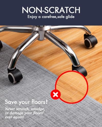BARoyal Office Chair Mat for Hardwood Floor Under Desk Computer Rolling Chair Mat for Wood/Tile Floor Heavy Duty PVC Plastic Hard Floor Protector 48" x 60"(Nardo Grey) - Image 2