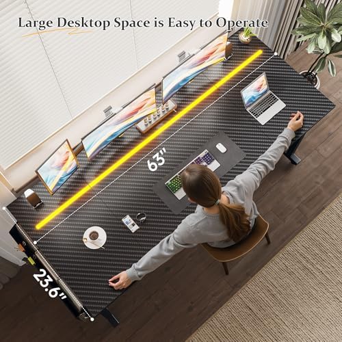 DurayLoly 63 Inch Gaming Desk with RGB LED Lights for Bedroom - Image 3