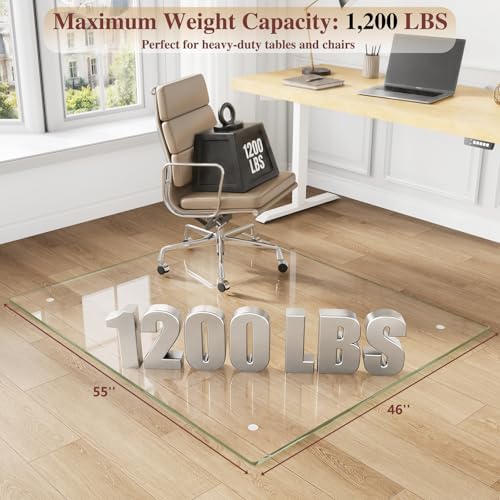 Tempered Glass Chair Mat for Carpet, 46"x55" Clear Floor Mat - Image 2