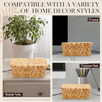 Patelai 2 Pack Scalloped Cable Management Box Water Hyacinth, Natural Color - Image 6