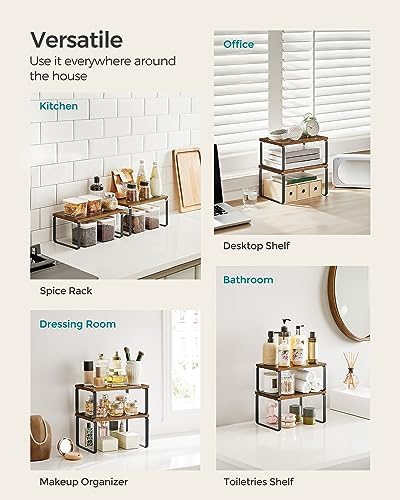 SONGMICS Cabinet Organizer Shelf, Set of 4 Spice Rack, Kitchen Storage - Image 6