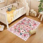 DUKINO 3x4 Area Rug, Floral Washable Rug for Kitchen Non Slip, Pink - Image 4