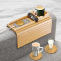 Bamboo Couch Cup Holder Tray with 2 Cork Coasters, Couch Arm Tray, 2 in 1 Anti-Slip Foldable Sofa Arm Tray, Couch Armrest Table, Anti-Spill Couch Arm Table for Drinks TV Remote Cellphone Snacks by AuroraSynth