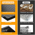 Pegboard Smith 4x2ft Metal Pegboard Kit for Tools Storage, Black Pegboard Wall Organizer with Hooks and Pegboard Bins - Image 3