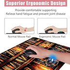 Large Keyboard Mouse Pad Set, Extended Mouse Pad+Keyboard Wrist Rest Support, Memory Foam Ergonomic Easy Typing, 4Pcs (31.5×11.8 in) Desk Pad Set for Office Home,Vintage Bookshelf - Image 5