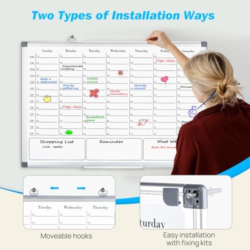 ONAVIA Weekly Calendar Whiteboard, Dry Erase Board for Wall 36 x 24 - Image 4