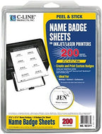 C-Line Pressure Sensitive Inkjet/Laser Printer Name Badges, Plain White 3.38 x 2.33 Inches, 200 Labels per Box (92377) - Image 3
