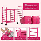 Giantex 12 Drawers Rolling Cart, Mobile Storage Drawer Cart, Classroom Organizer Cart for Office School Supplies Tools Scrapbook Paper Craft Small Printer, Utility Cart on Wheels, Hot Pink - Image 6