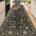 DUKINO 2x6 Runner Rug, Washable Animal Kitchen Rugs Non Slip Charcoal Black by DUKINO