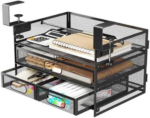 3 Layer Under Desk Drawer Storage Organizer, No Drill Clamp by NiOffice