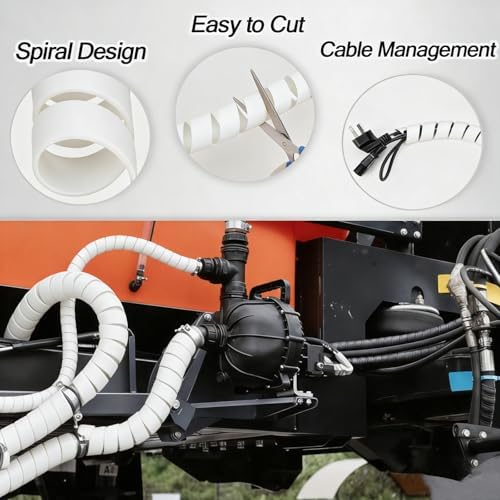 Pangda 25Ft Hydraulic Hose Protector 3/4 Inch Spiral Hose Wrap Cover Clear - Image 3