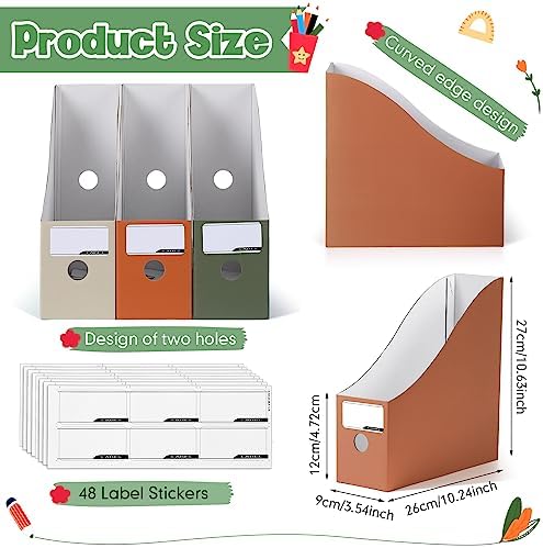 Colarr 24 Pcs Cardboard Magazine File Holder Book Bins, Fresh Color - Image 2