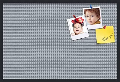 PinPix 36x24 inch Cork Bulletin Board. This Decorative Framed Pin Board Comes with Diamond Pattern in Grey and Blue Design and Satin Black. Ideal for Home, Office Decor or School (PinPix-227) by PinPixBulletinBoards