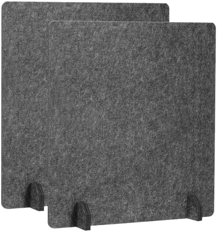 PATIKIL Desk Dividers 24" x 24", 2 Pack Desk Privacy Panel Freestanding Noise Reducing Partition Acoustic Panel with 4Pcs Support Feet for Testing Office Home Library, Dark Gray Style C by PATIKIL