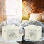 DocSafe Storage Ottoman with Lock,Fireproof＆Waterproof 17 Inches Folding Storage Box with Handles Safe for Important Documents,Leather Storage Ottoman Storage Chest for Living Room,Bedroom,Beige - Image 3