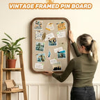 Large Linen Bulletin Board 30" x 20", Framed Pin Board with 50 Push Pins, Vintage Cork Board for Wall, Fabric Covered Bulletin Board for Bedroom, Office, School - Image 6