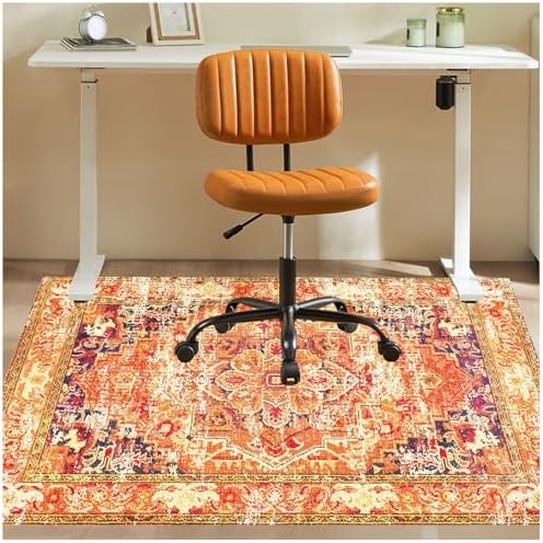 Office Chair Mat for Hardwood Floor, 48"x60" Desk Chair Mats for Rolling Chair Easy to Clean, Anti-Slip Floor Protector Rug Easy Glide Desk Computer Chair Mat for Hard Floor Home Office(Orange) by YSYTLCL