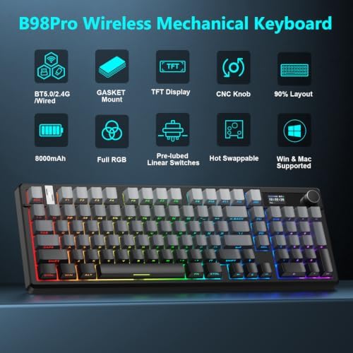 BlueFinger B98Pro Wireless Gaming Mechanical Keyboard with Wrist Rest - Image 2