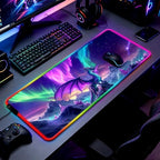 RGB Dragon Under Aurora Sky Gaming Desk Mat & Mouse Pad, XL - Image 2
