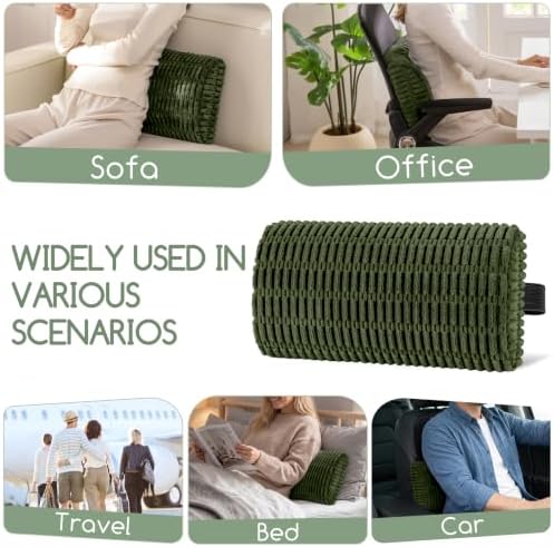 Lumbar Support Pillow for Recliner Chair/Office Chair/Couch, Memory Foam Back Support Cushion with Adjustable Strap, Recliner Cushions for Lower Back Pain Relief, Sleeping, Washable Cover, Dark Green - Image 6