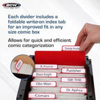 BCW Comic Dividers - 25 Pack | Archival Polyethylene Plastic Dividers | Organize Comics Efficiently in Storage Boxes | Write-On Index Tab (Red) - Image 4