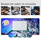 Large Keyboard Mouse Pad Set, Extended Mouse Pad+Keyboard Wrist Rest Support, Memory Foam Ergonomic Easy Typing, 4Pcs (31.5×11.8 in) Desk Pad Set for Office Home,Black Cat Under Starry Night - Image 7