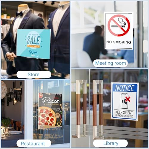 30 Pack Acrylic Sign Holder 8.5 x 11 Wall Mount, Vertical & Horizontal Use, Wall Sign Holders Memo Document Menu Holder for Office Store Restaurants Wedding Party Decoration, No Drilling - Image 7