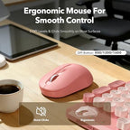 Wireless Keyboard and Mouse Combo, Pink, Round Keycaps, Magnetic Wrist Rest - Image 6