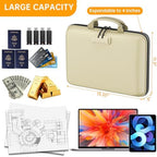 DocSafe Fireproof File Organizer with Lock, Hard-Shell Case Fireproof Document Box with 13 Pocket Accordion File Folder, Portable Home Office Travel Safe Storage for Important Documents Laptop Beige - Image 4