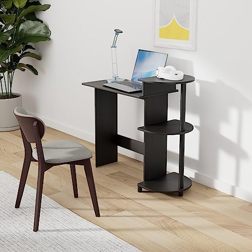 Furinno COMPACT Desk, 28.5" Wide Gaming Desk with Shelves, Computer Desk with Book Shelf, Office Desk for Home Office, Study Room, Dorm, Bedroom, Americano - Image 2