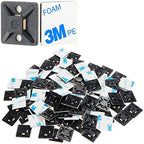 XHF 500 PCS 3/4" Black Self Adhesive Cable Zip Tie Mounts Wire Cable Clips Holders Management Anchors Organizer Holders Squares(HS-101S) by XHF